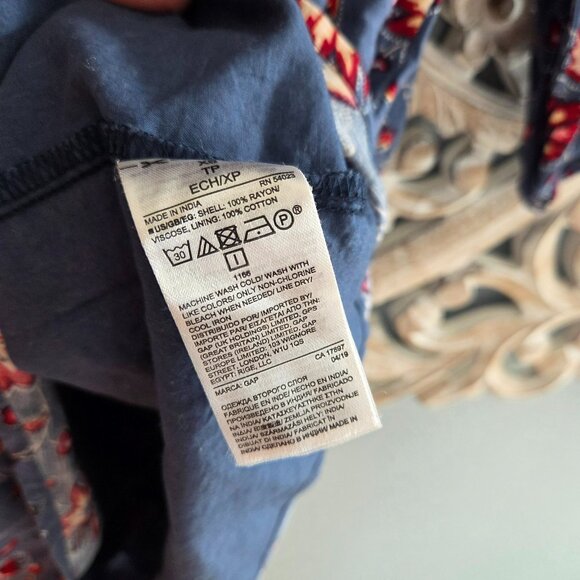 Gap Women's Floral V-Neck Long Sleeve Shift Dress Blue Floral SZ XS Lined - Picture 5 of 6